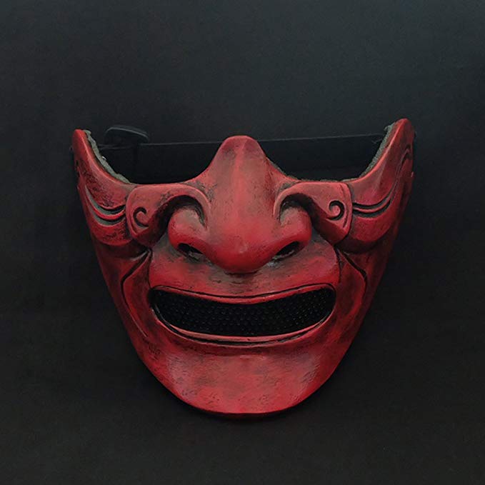 tripple_777 Custom Halloween Costume Cosplay BB Gun Hanya Kabuki Oni Samurai Airsoft Mask red MA212