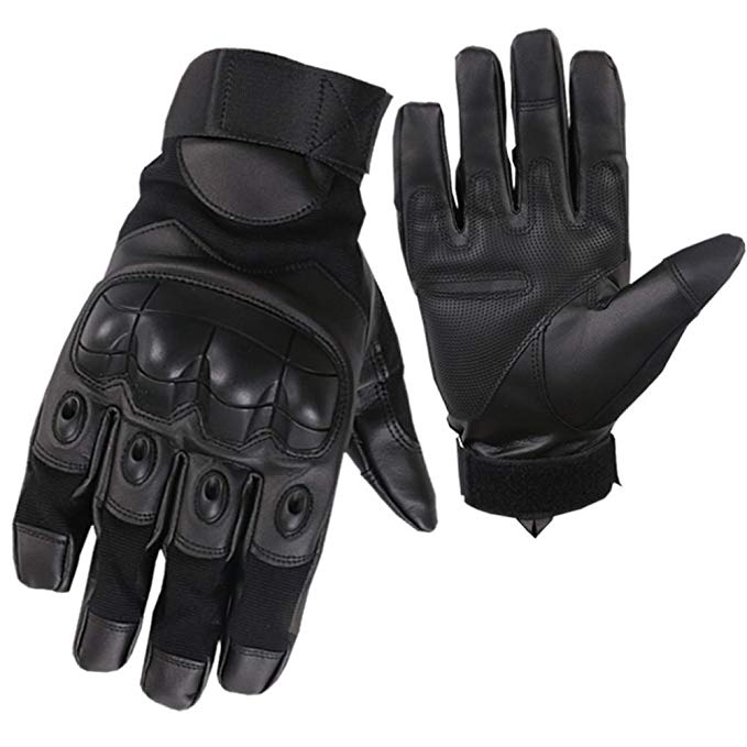 K-mover Military Hard Knuckle Tactical Gloves Leather Gloves Men Touch Screen Motorcycle Riding Army Combat Full Finger Gloves for Men and Women