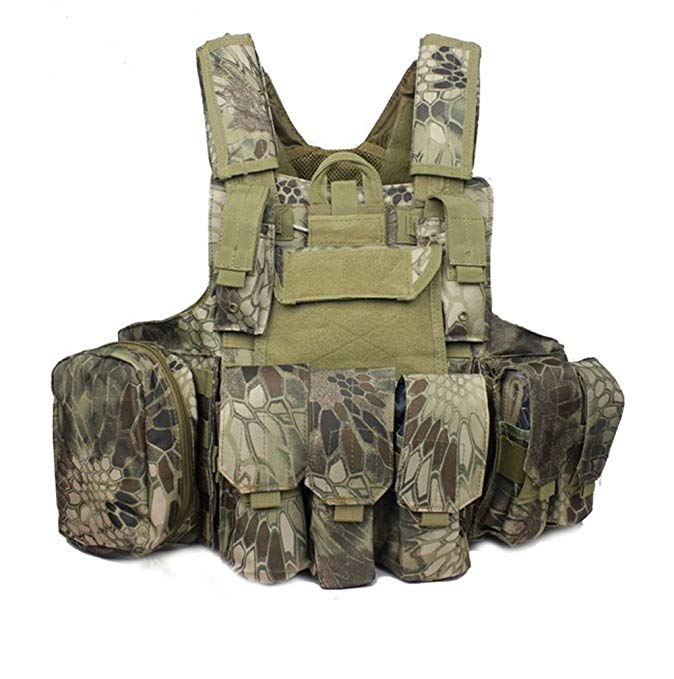 A&G GAGA Tactical Airsoft Molle Combat Vest With MOLLE Pouches Mountain Python Pattern Camouflage