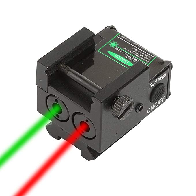 Dual Beam Aiming Tactical Compact Rail Laser Sight XYH06 Green & Red Laser USB Rechargeable Picatinny Rail Mount Low Profile for Pistols Handguns