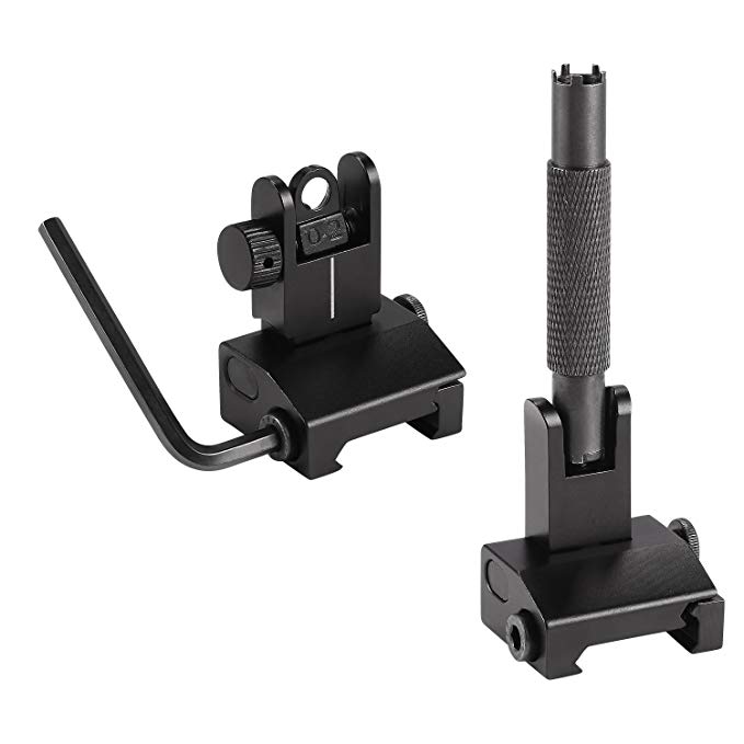 OUTCAMER Flip Up Sights Ar15, Flip Up Iron Sights for Rifle, Front and Backup Sight