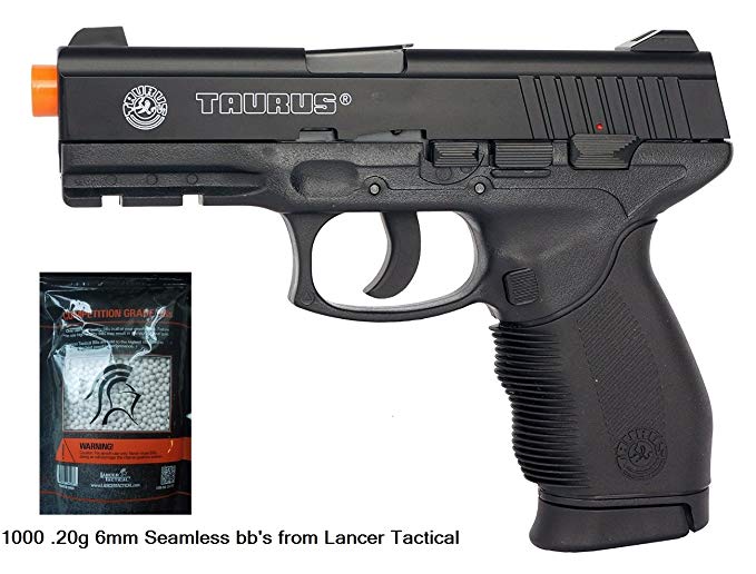 Taurus 24/7 Spring Airsoft Pistol (gun) with 315 FPS and 1000 .20g 6mm bb's from Lancer Tactical