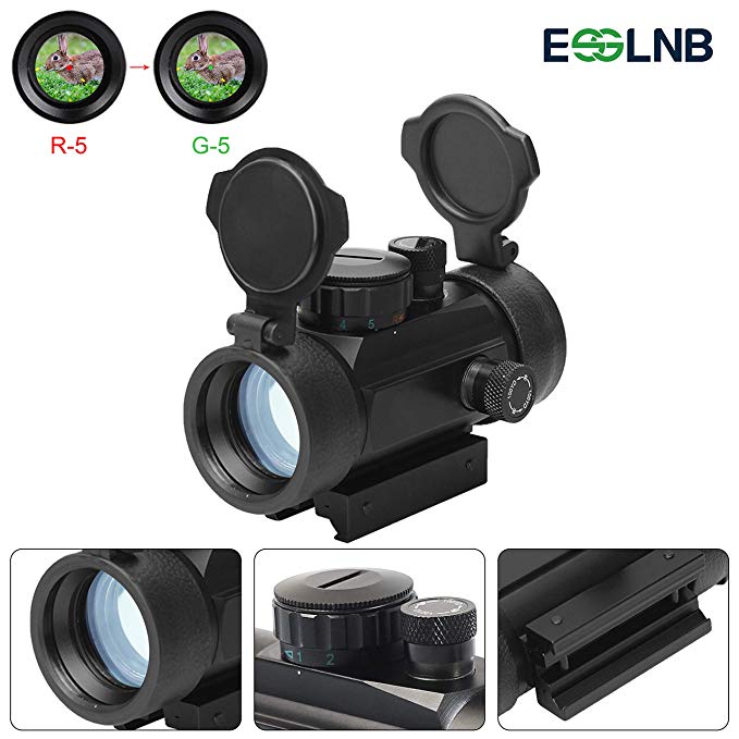 ESSLNB Red Dot Sight Airsoft Scopes Reflex Sight Rifle Scope 30mm Optic Prism Red Green Brightness Settings 20mm/11mm Weaver Picatinny Rail Mount Hunting Spotting Aiming Positioning