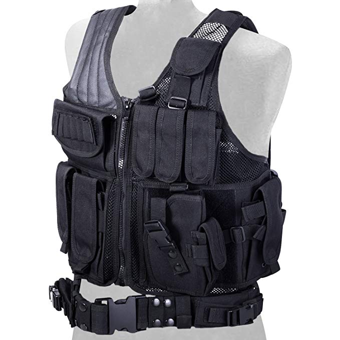 REEHUT Breathable Tactical Vest with Numerous Pouches - Combat Training Vest Adjustable for Adults Suitable for Special Mission, Combat Training, Field Operations and Military Fans