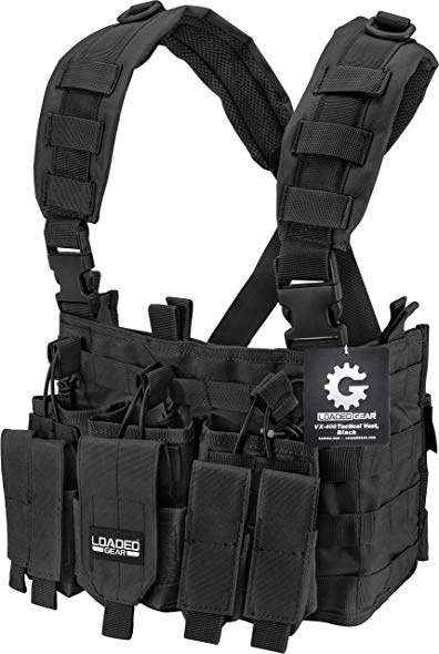 loaded gear Tactical Chest Rig Light Outdoor Adjustable (Black)