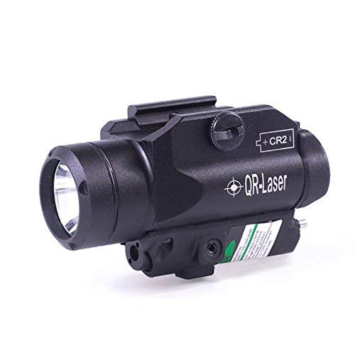 QR LASER(TM 2HY02 Compact Green Laser Sight,350 Lumen Strobe LED Flashlight Combo with 20mm Rail Picatinny for Glock, etc.