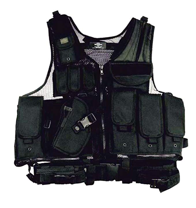 Left Handed Black Tactical Vest Lefty Holster SWAT Paintball Airsoft