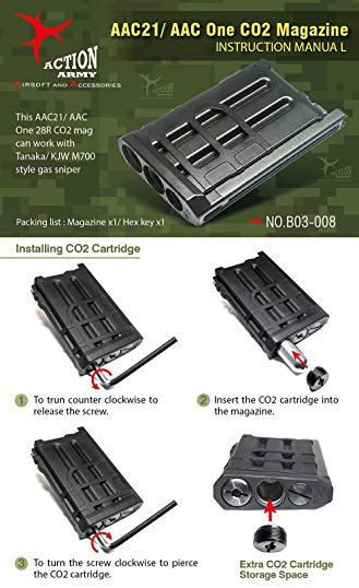 Action Army AAC21 CO2 Magazine 28 rounds for M700 Gas Airsoft Gun Made in Taiwan